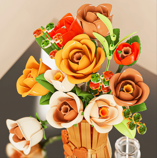 868個 ローズブーケ ビルディングブロック 永遠の花瓶モデル