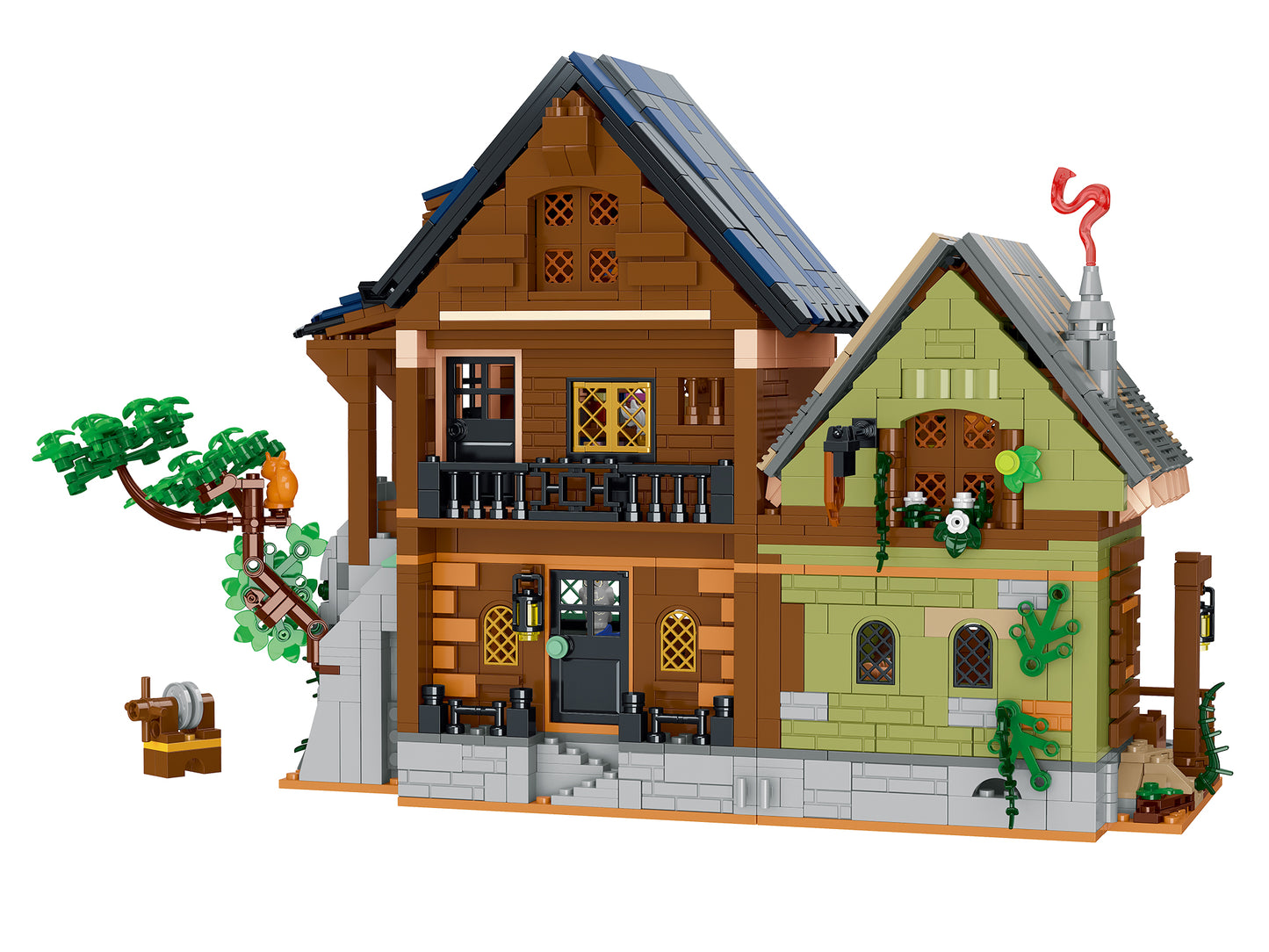 2225個中世の秘密小屋ビルディングブロック 中世ストリートビューコテージ建築モジュラーレンガのおもちゃ
