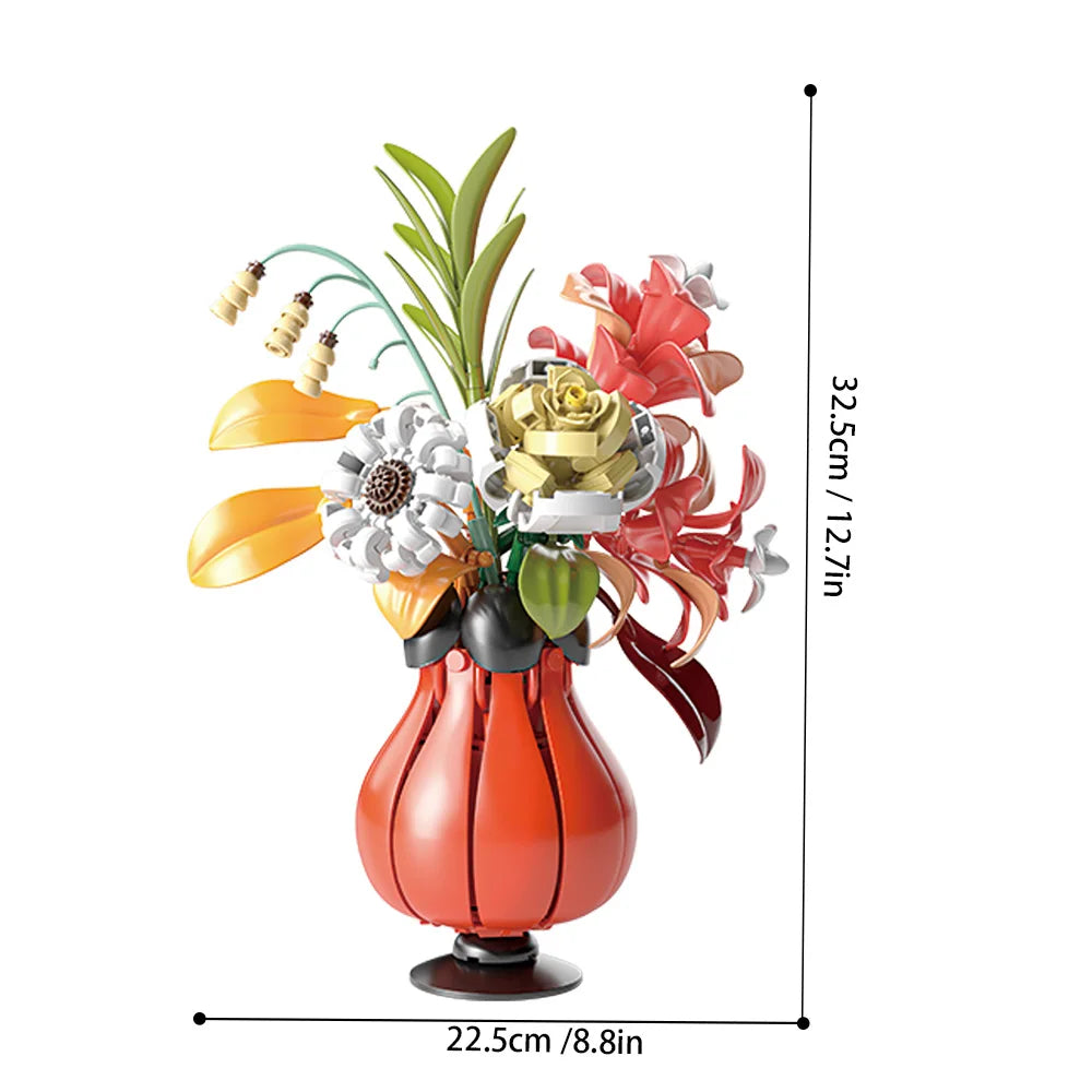 新モデル 13068 花の花束 ビルディングブロック 装飾家具飾り