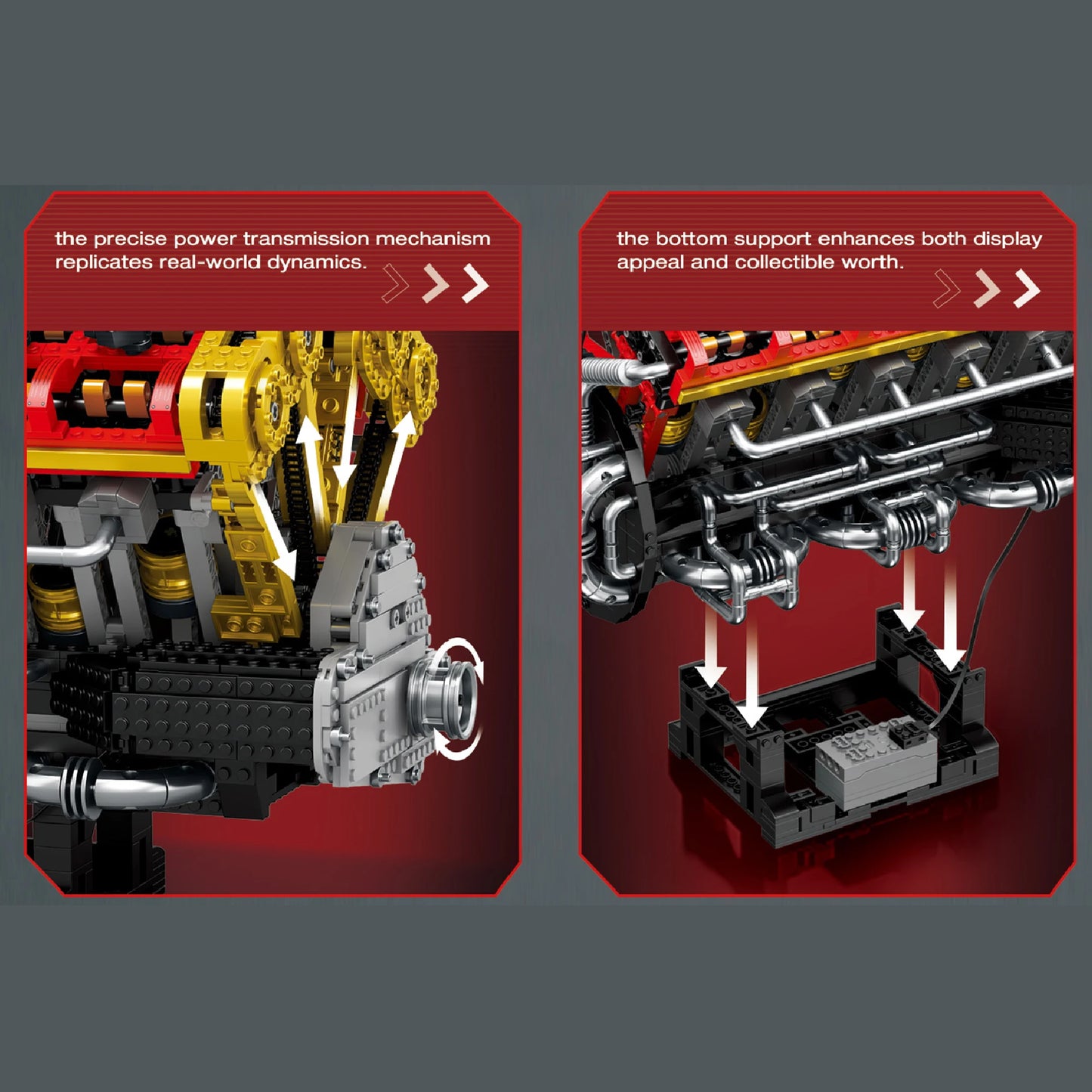 4719ピース V12エンジンモデルキット テクニカルカー MOC スーパーカーモデル 組み立てカーブロックおもちゃ 男の子向けギフト