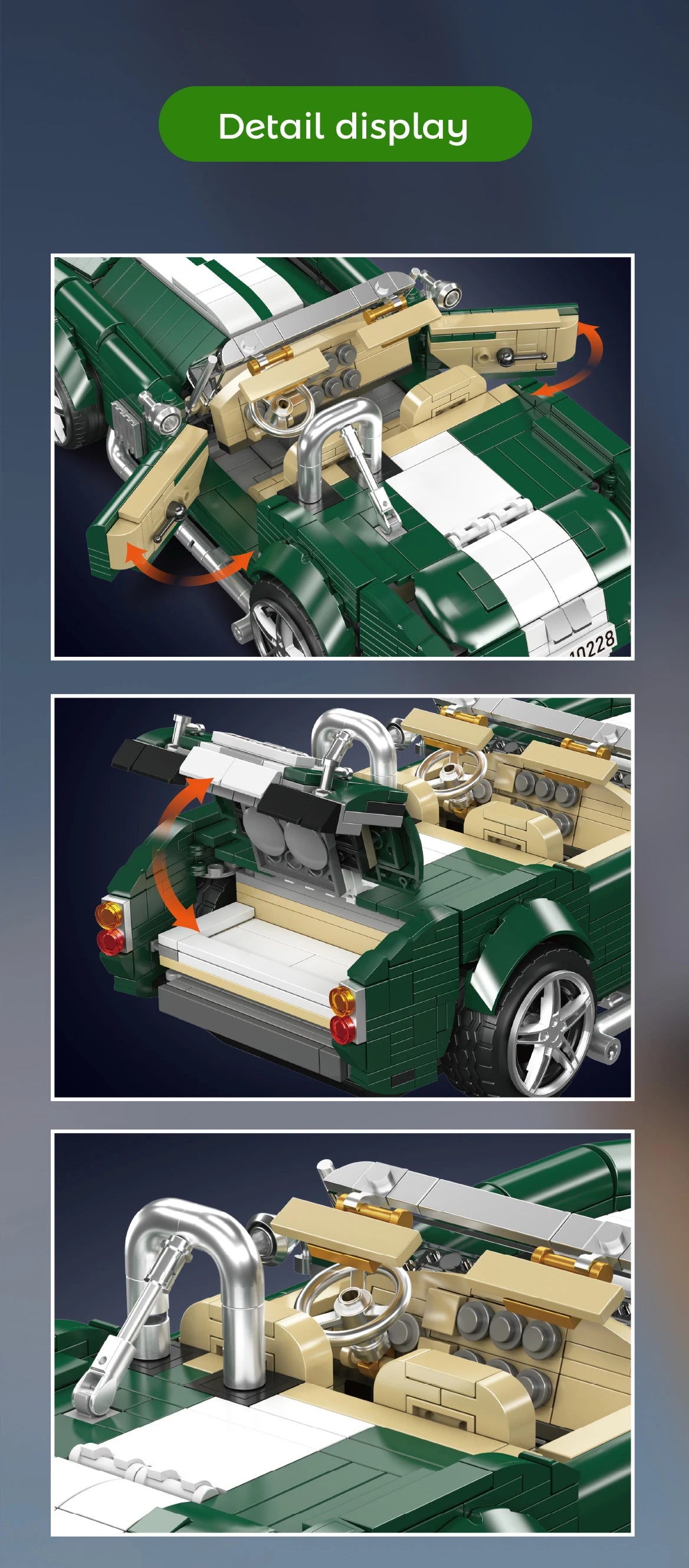 Mould King 10228 ACコブラ ビルディングブロック クラシックコンバーチブルスポーツカー