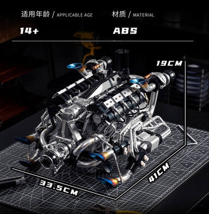 スポーツカー V8 エンジンモデルビルディングレンガ MOC Y15002 モーターブロックハイテクパワーパック 大人向けコレクションギフト