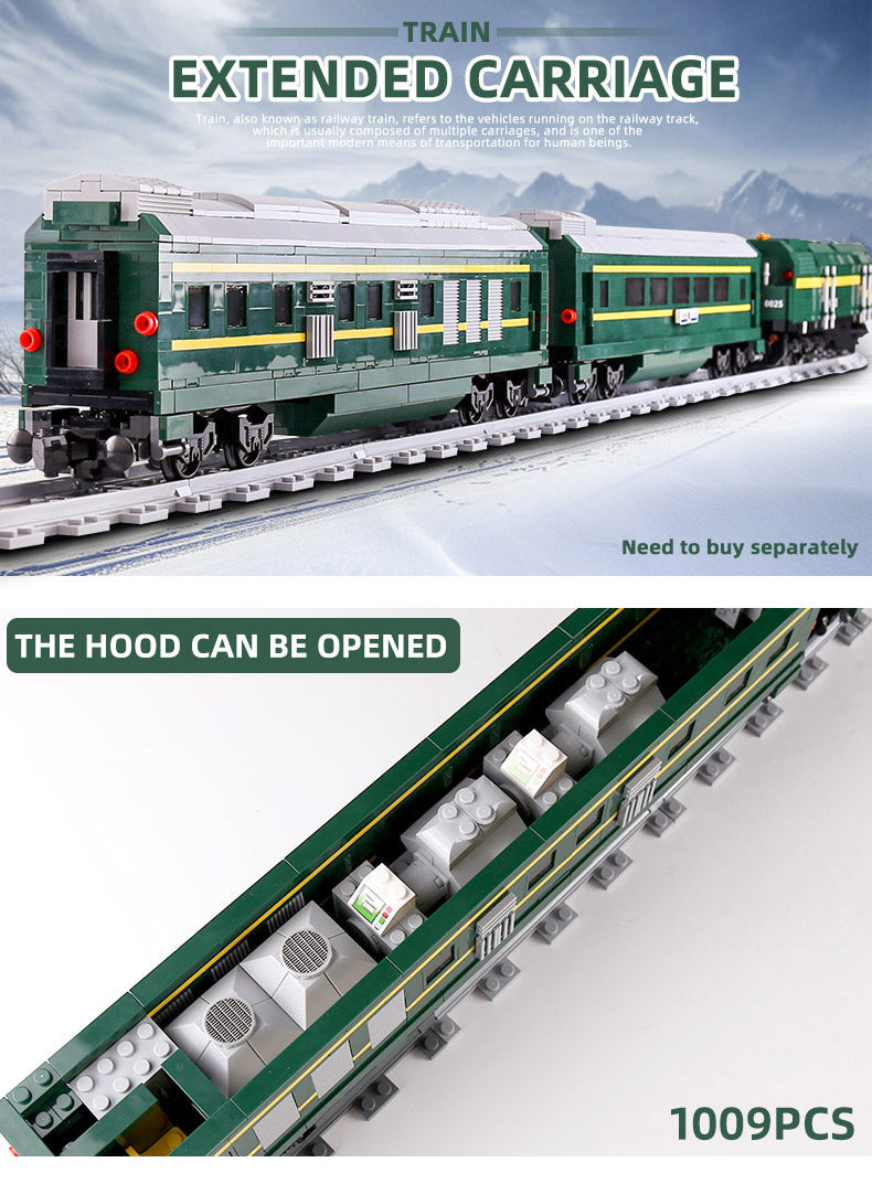 金型王 MOC市シリーズ QJ蒸気機関車 リモート列車ビルディングブロック