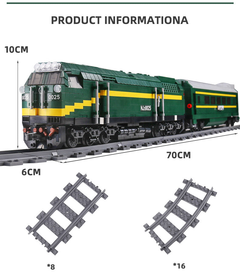 金型王 MOC市シリーズ QJ蒸気機関車 リモート列車ビルディングブロック