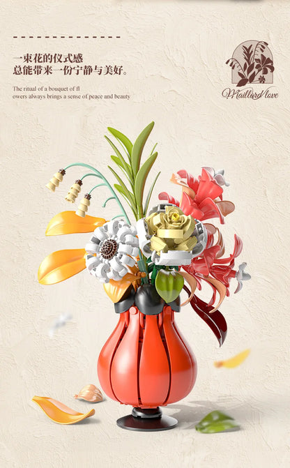新モデル 13068 花の花束 ビルディングブロック 装飾家具飾り