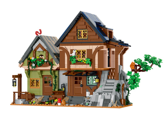 2225個中世の秘密小屋ビルディングブロック 中世ストリートビューコテージ建築モジュラーレンガのおもちゃ