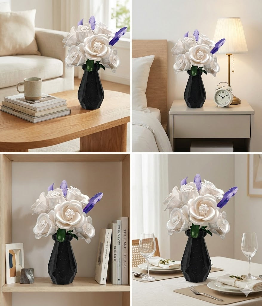 ホワイトローズ ビルディングブロック 花瓶付き