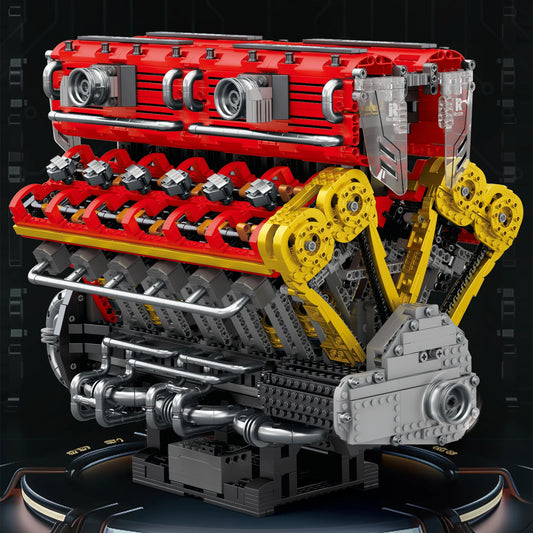 4719ピース V12エンジンモデルキット テクニカルカー MOC スーパーカーモデル 組み立てカーブロックおもちゃ 男の子向けギフト