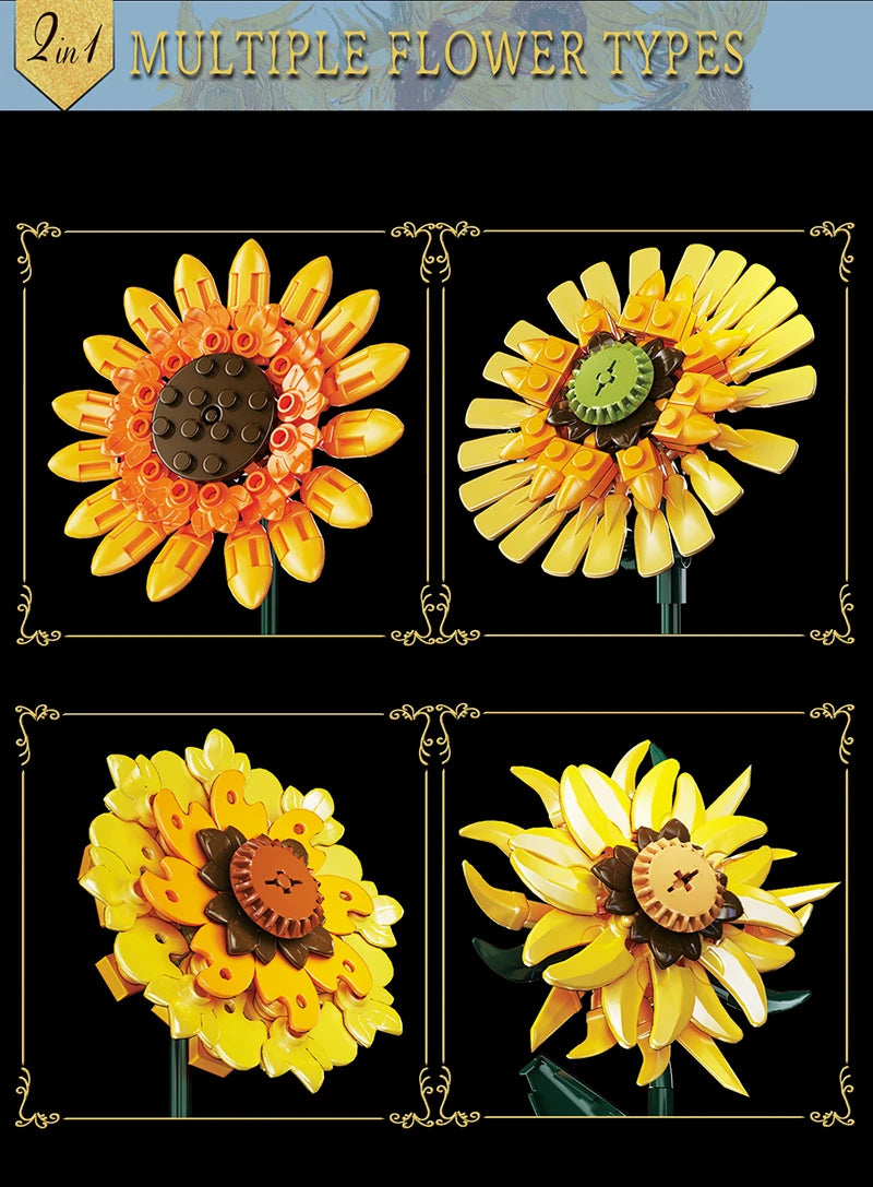 1088ピース 菊の植物 ビルディングブロックセット DIY盆栽鉢植えモデル