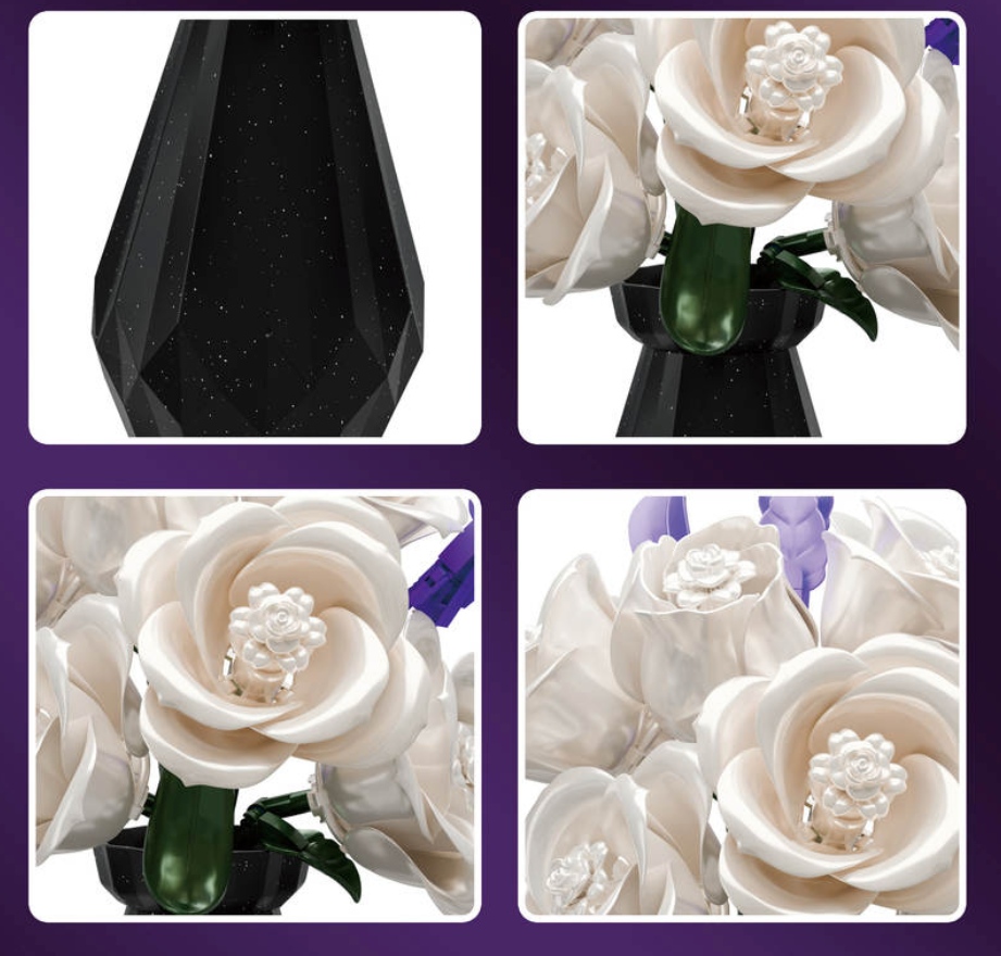 ホワイトローズ ビルディングブロック 花瓶付き