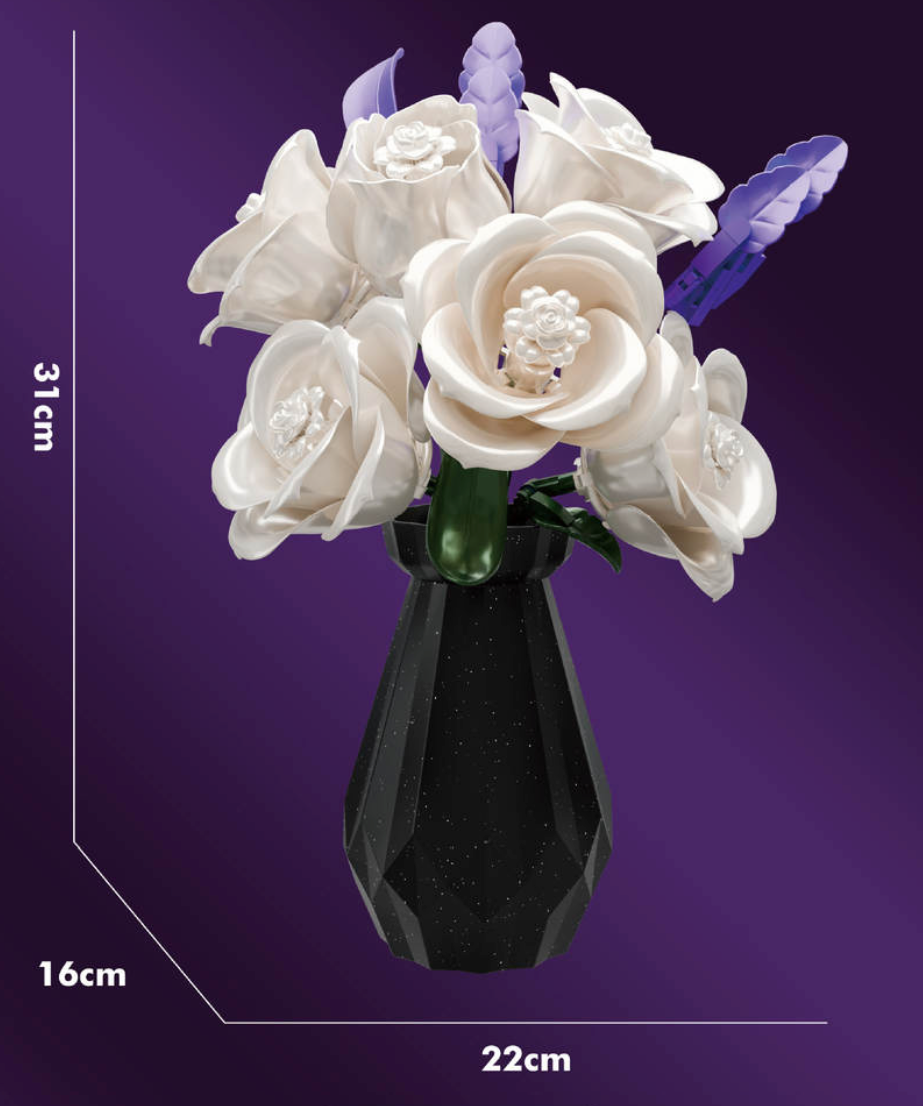 ホワイトローズ ビルディングブロック 花瓶付き