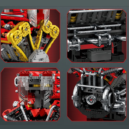 4719ピース V12エンジンモデルキット テクニカルカー MOC スーパーカーモデル 組み立てカーブロックおもちゃ 男の子向けギフト