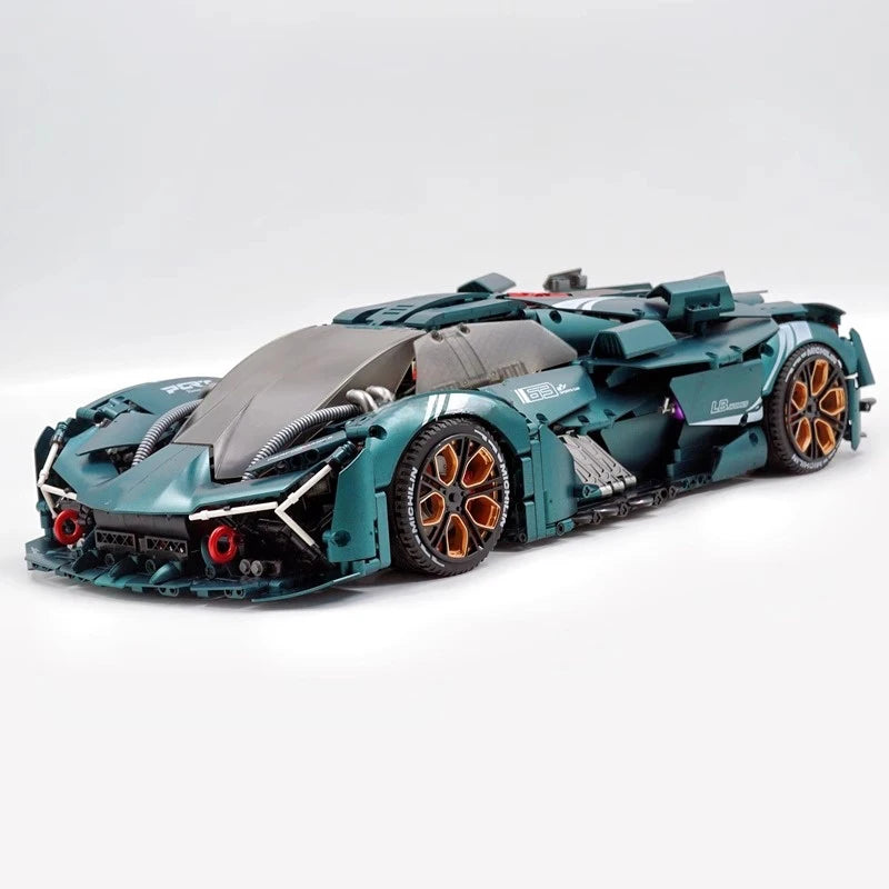 子供のためのスーパースポーツカーのビルディングブロック - 黒いレーシングカー
