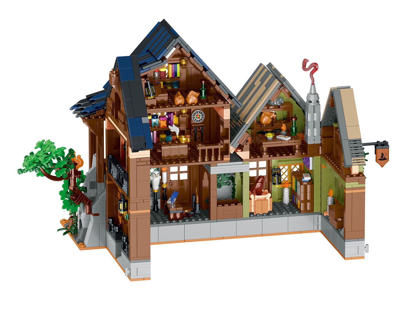 2225個中世の秘密小屋ビルディングブロック 中世ストリートビューコテージ建築モジュラーレンガのおもちゃ