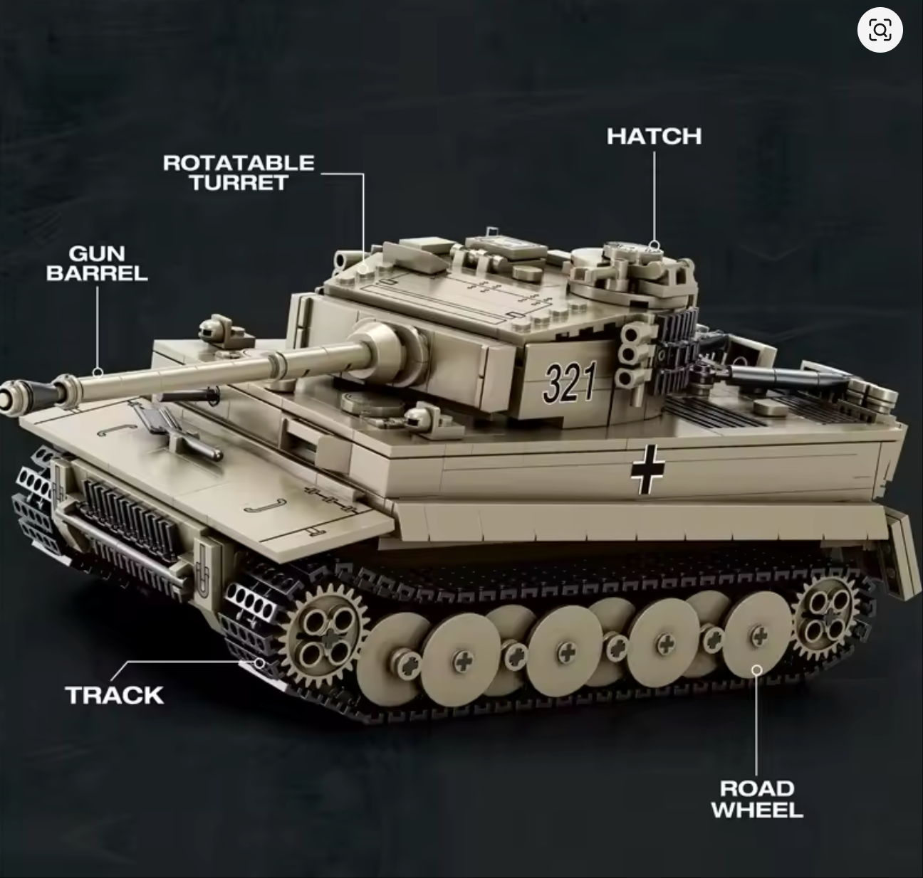 第二次世界大戦ドイツタイガー組み立てキット 1138個 重装甲組み立てセット
