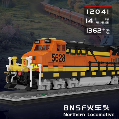 モールドキング 12041 BNSF機関車 組み立てブロック 1362ピース ミニブロック アプリ制御 モデルトレインセット