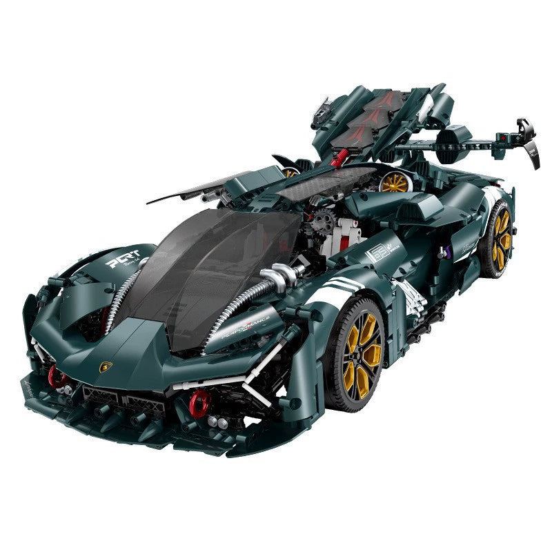 子供のためのスーパースポーツカーのビルディングブロック - 黒いレーシングカー