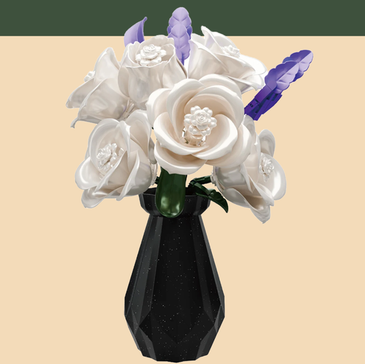 ホワイトローズ ビルディングブロック 花瓶付き