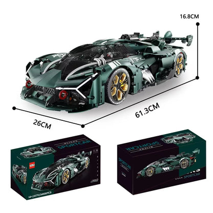 子供のためのスーパースポーツカーのビルディングブロック - 黒いレーシングカー