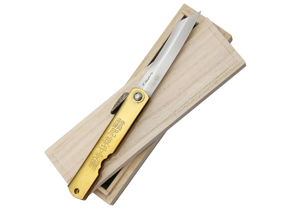 HIGONOKAMI DAMASCUS STEEL BAMBOO TIGER BRASS L
