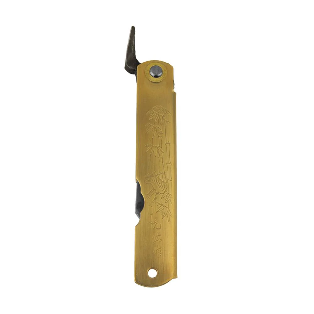 HIGONOKAMI DAMASCUS STEEL BAMBOO TIGER BRASS L