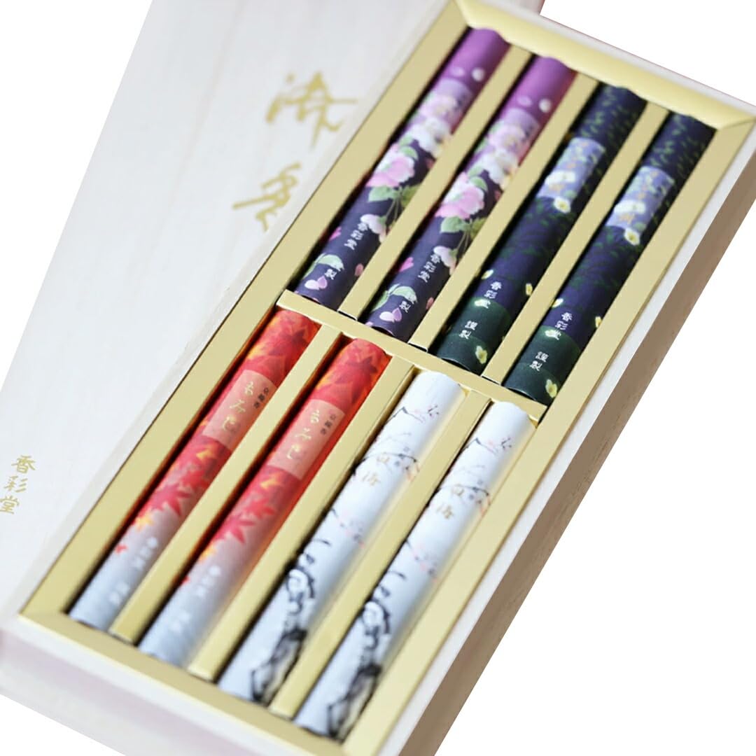Kousaido Four Seasons – Japanese Incense Gift Set in Paulownia Wood Box